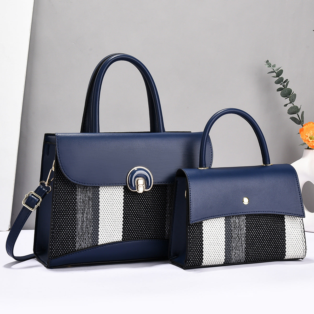Sac à main élégant bicolore – Ensemble 2 pièces