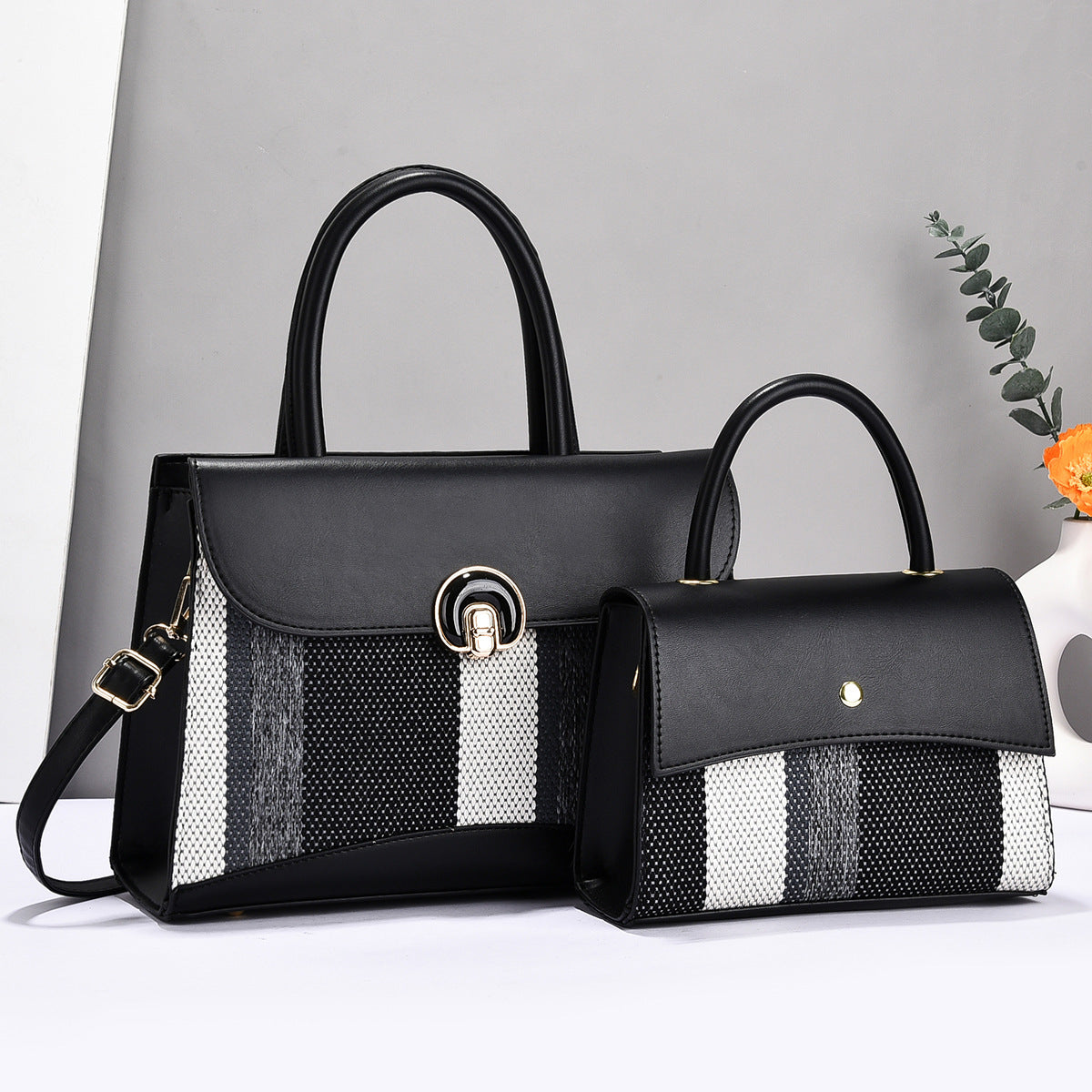 Sac à main élégant bicolore – Ensemble 2 pièces